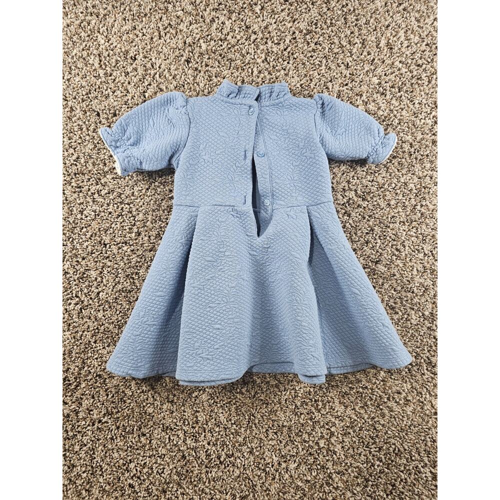 Janie and Jack Toddler Girls Sz 2T Pale Blue Ruffle Jacquard A Line Dress - Picture 4 of 4